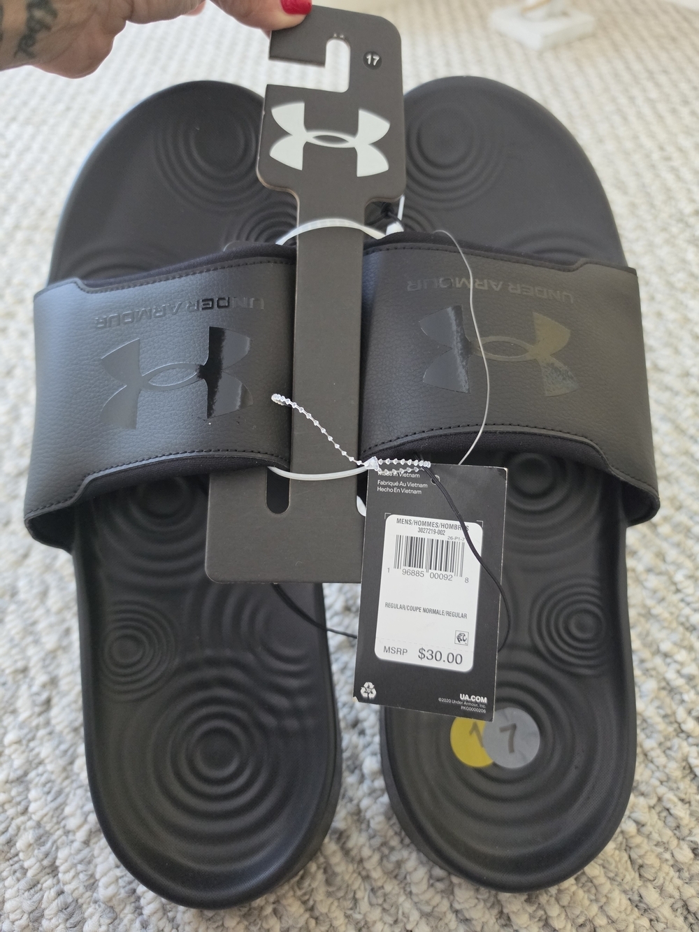 Under Armour Men’s Black Logo Slide Sandals Size 18 UK 17